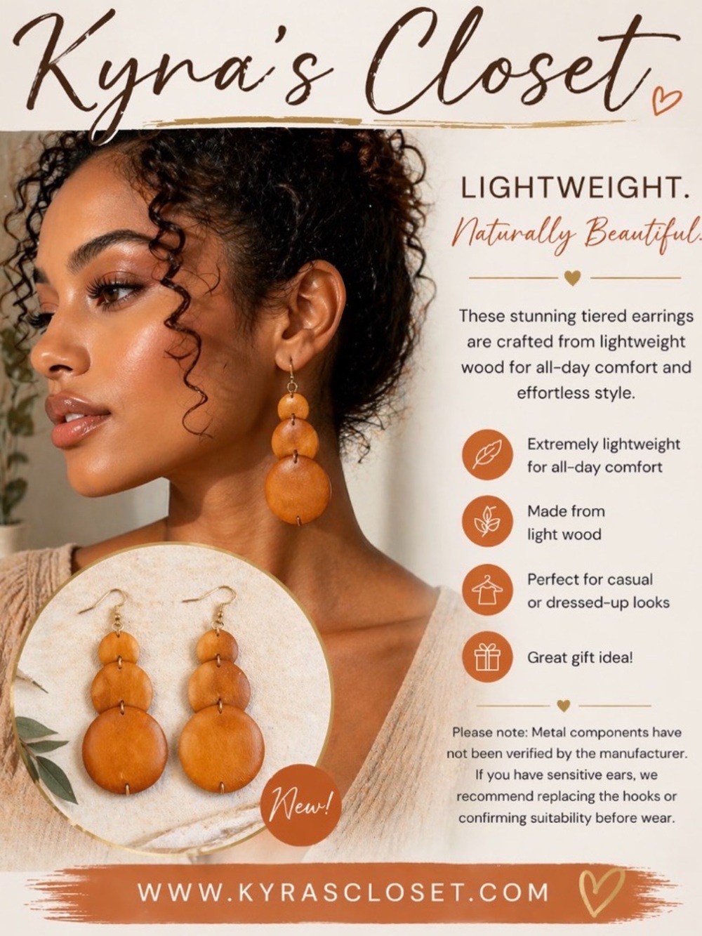 Lightweight Wood Earrings Bundle | 2 Pairs | Chic Natural Statement